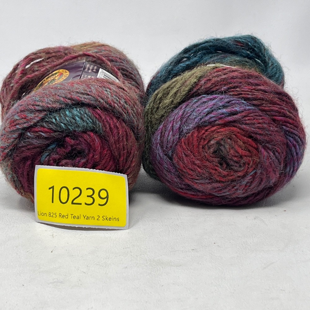 Lion Brand Amazing Wool Acrylic Blend Art 825 Color 201 Red Teal Ombre Set 2 New - Picture 2 of 7